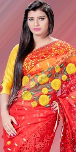 Red Jamdani Saree 